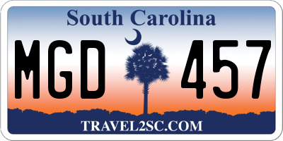 SC license plate MGD457