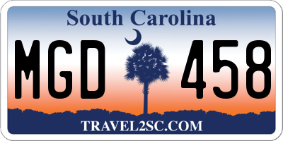 SC license plate MGD458