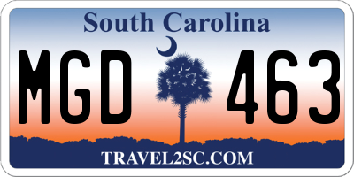 SC license plate MGD463