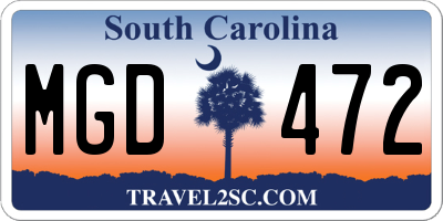 SC license plate MGD472