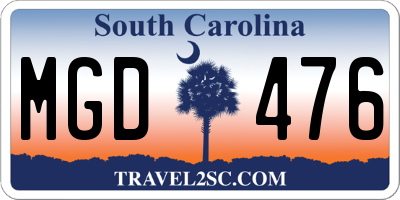 SC license plate MGD476