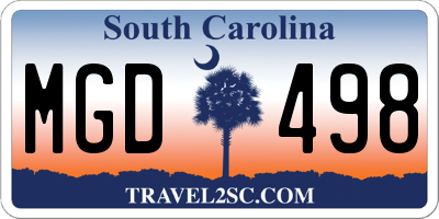SC license plate MGD498