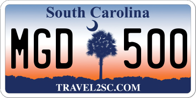 SC license plate MGD500