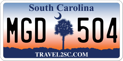 SC license plate MGD504