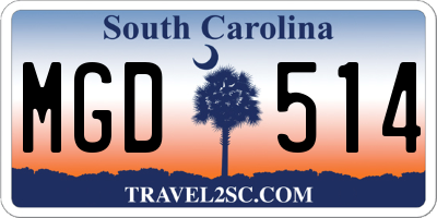 SC license plate MGD514