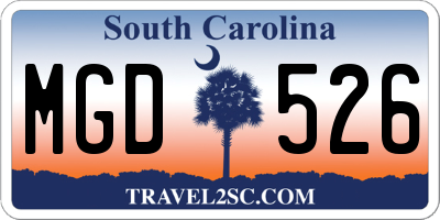 SC license plate MGD526