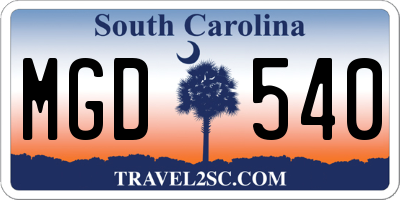 SC license plate MGD540