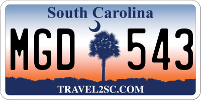 SC license plate MGD543