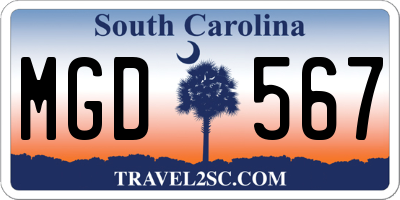 SC license plate MGD567
