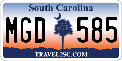 SC license plate MGD585