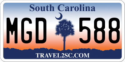 SC license plate MGD588