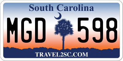SC license plate MGD598