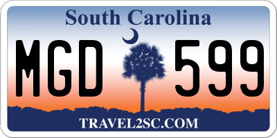 SC license plate MGD599