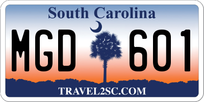 SC license plate MGD601