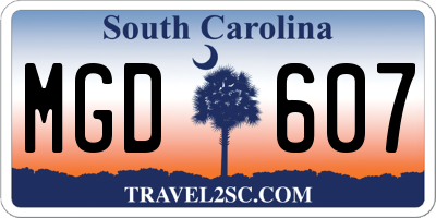 SC license plate MGD607