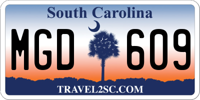 SC license plate MGD609