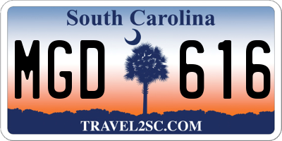 SC license plate MGD616