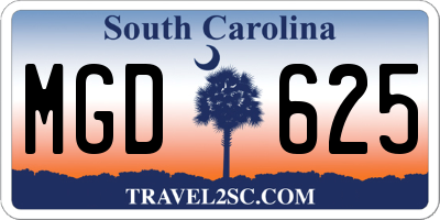 SC license plate MGD625
