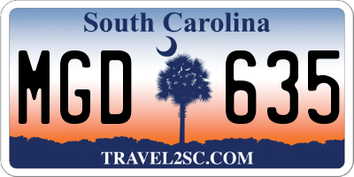 SC license plate MGD635