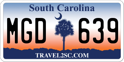 SC license plate MGD639