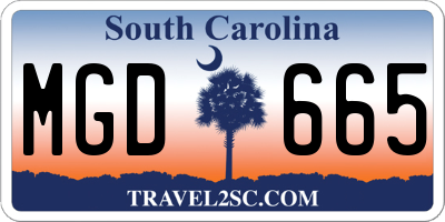 SC license plate MGD665