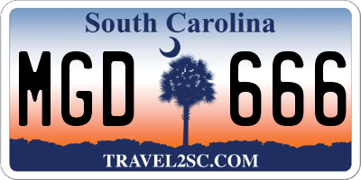 SC license plate MGD666