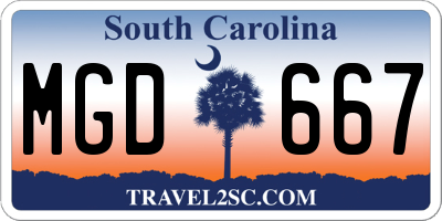 SC license plate MGD667