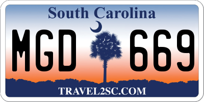 SC license plate MGD669