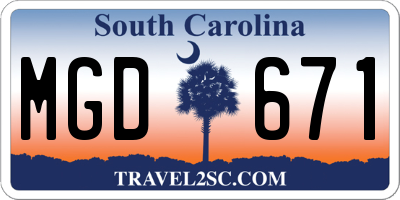 SC license plate MGD671