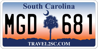 SC license plate MGD681