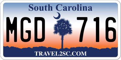 SC license plate MGD716