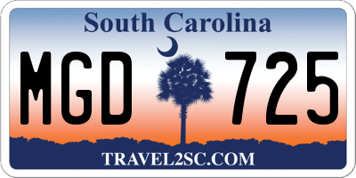 SC license plate MGD725