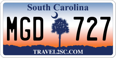 SC license plate MGD727