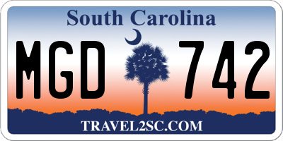 SC license plate MGD742
