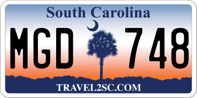 SC license plate MGD748