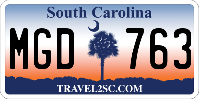 SC license plate MGD763