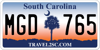 SC license plate MGD765