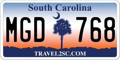 SC license plate MGD768