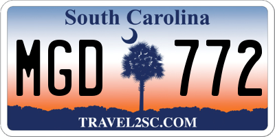 SC license plate MGD772