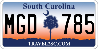 SC license plate MGD785