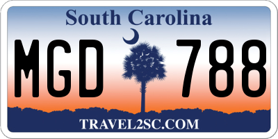 SC license plate MGD788
