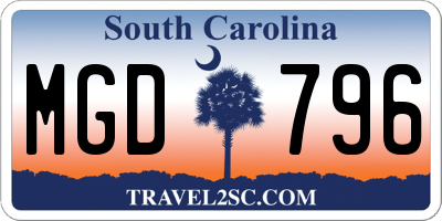SC license plate MGD796