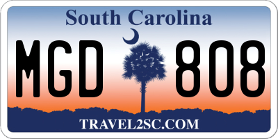 SC license plate MGD808