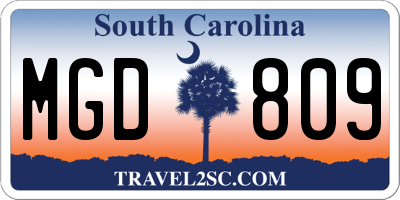 SC license plate MGD809