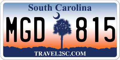 SC license plate MGD815