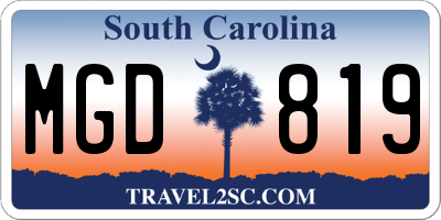 SC license plate MGD819