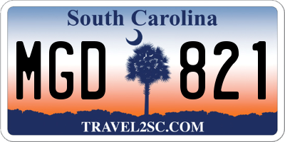 SC license plate MGD821