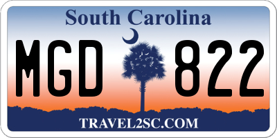 SC license plate MGD822