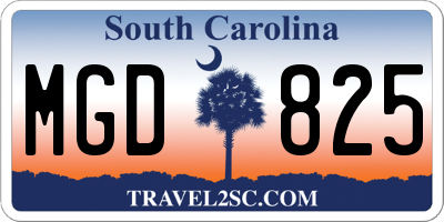 SC license plate MGD825