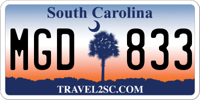 SC license plate MGD833